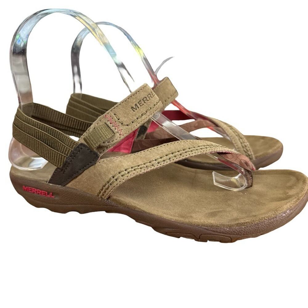 Merrell Kangaroo Mimosa Clove Sandals Leather Brown Ankle Strap Shoes Hiking 7